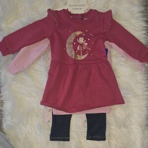 Koala Kids Berry Pink and Light Pink 3-Piece Matching Set with Glitter Moon
